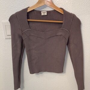 Abercrombie & Fitch Mauve Ribbed Knit Top